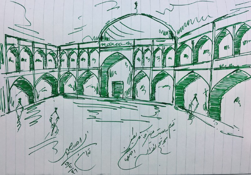 اسکیس مسجد شیخ لطف الله اصفهان طراحی با خودنویس