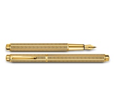خودنویس کرنداش اکریدور چورون استیل با روکش طلا Carandache Ecridor Chevron gold-plated steel Fountain Pen