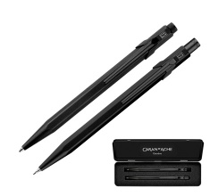 ست هدیه جفتی خودکار و اتود 0.7 کرنداش تمام مشکی با جعبه سوئیس