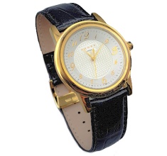 Cross Tension Gold Tone Quartz Black Leather