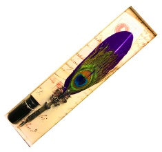 قلم پر بنفش طاووس همراه با جوهر